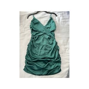 Green satin dress